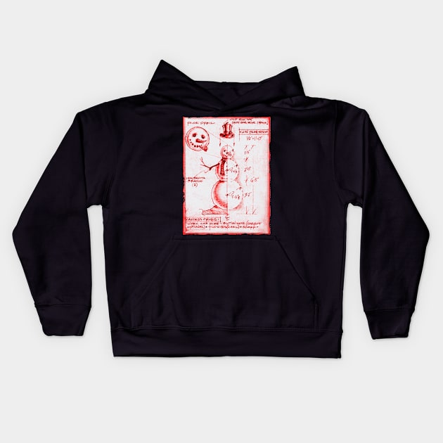 Snowman technical drawing Kids Hoodie by KJTcreative